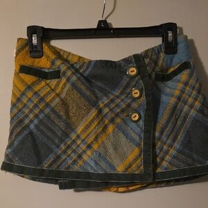 Hollister Green and Yellow Plaid Mini Skirt